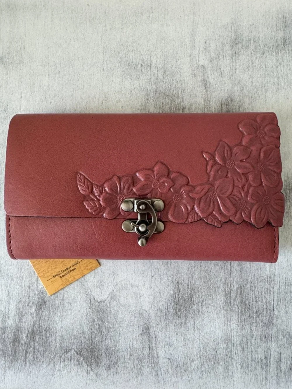 Patricia Nash Terresa Leather Wallet Hand Cut Tooled Pink